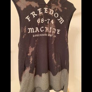 Acid wash sleeveless hoodie